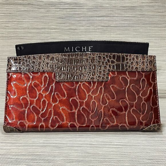 Miche Dani Brown Animal Print Shoulder Bag Shell Croc Texture - Picture 2 of 7